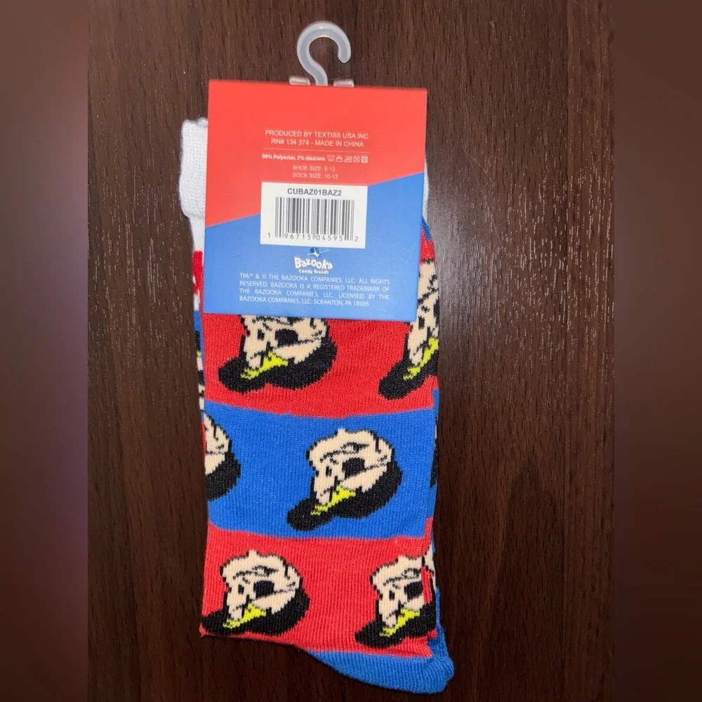 BAZOOKA JOE NOVELTY CREW SOCKS NWT MEN’S SHOE SIZE 6-13